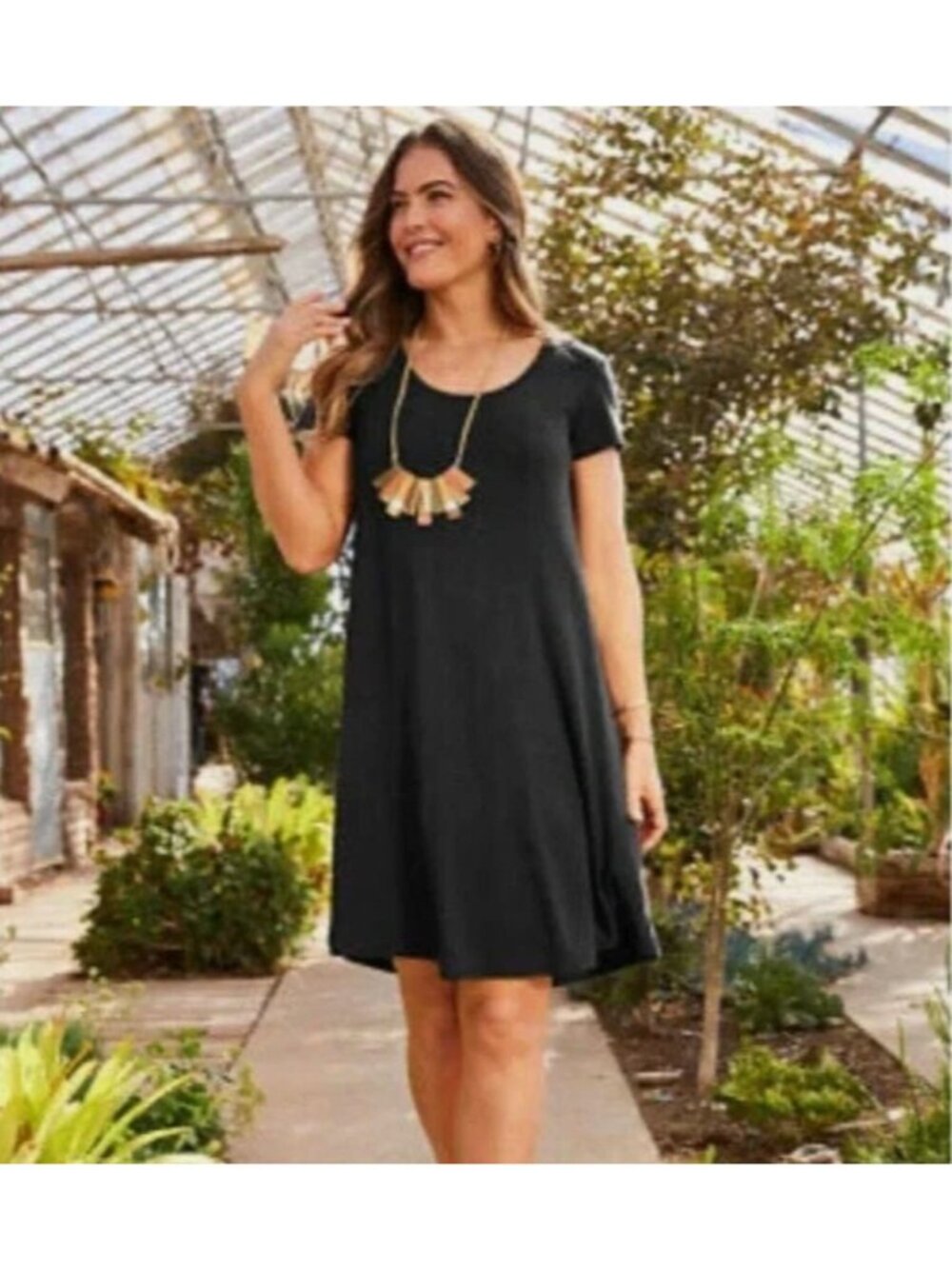 Matilda Jane Perfectly Paired Downtime Dreams Black T-Shirt Dress Size L Scoop